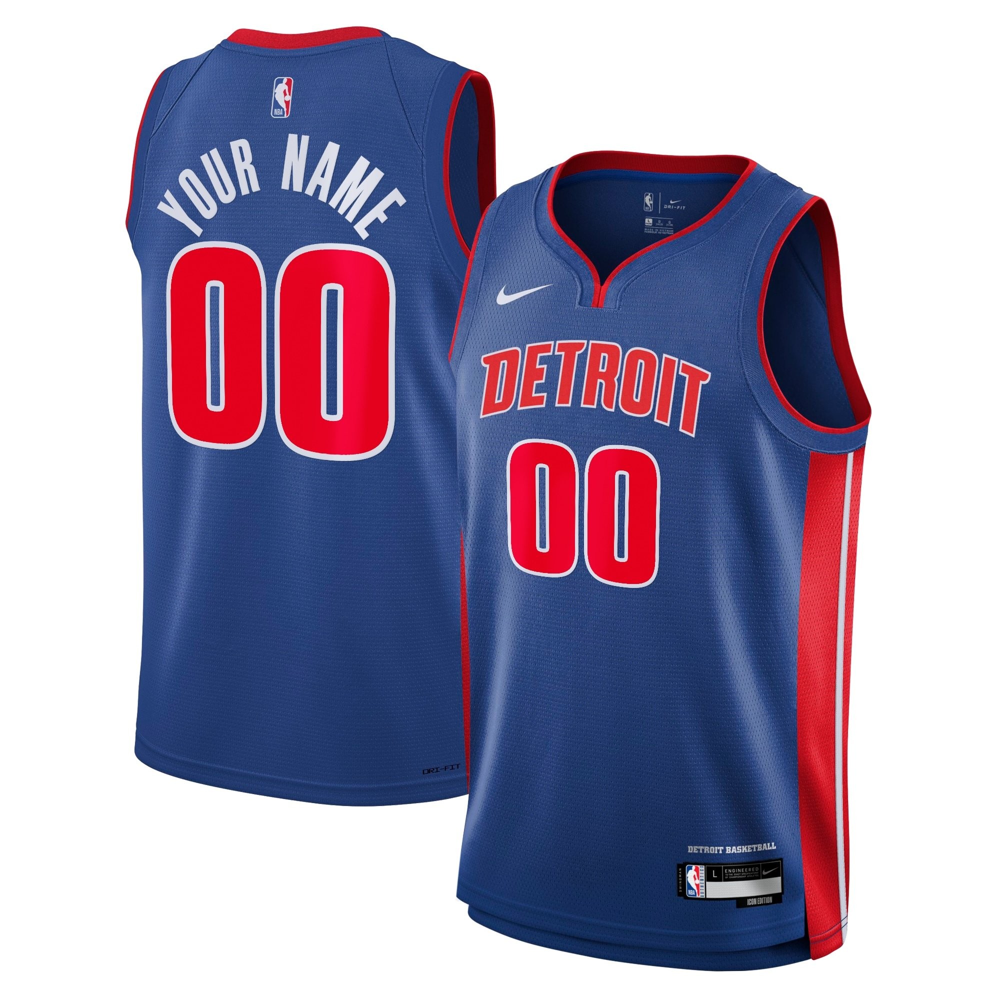 Detroit Pistons Icon Swingman Custom Jersey Youth Unisex Multicolor S-3XL