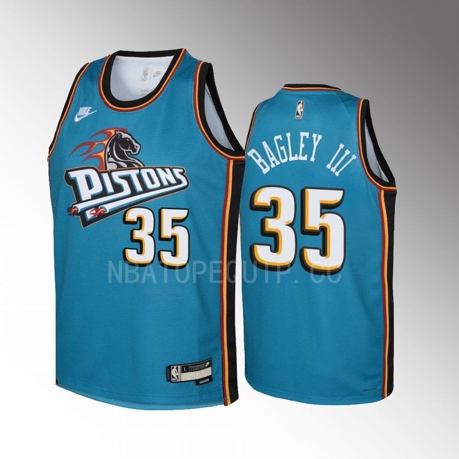 Detroit Pistons Marvin Bagley III 35 Classic Edition Teal Youth Jersey Swingman