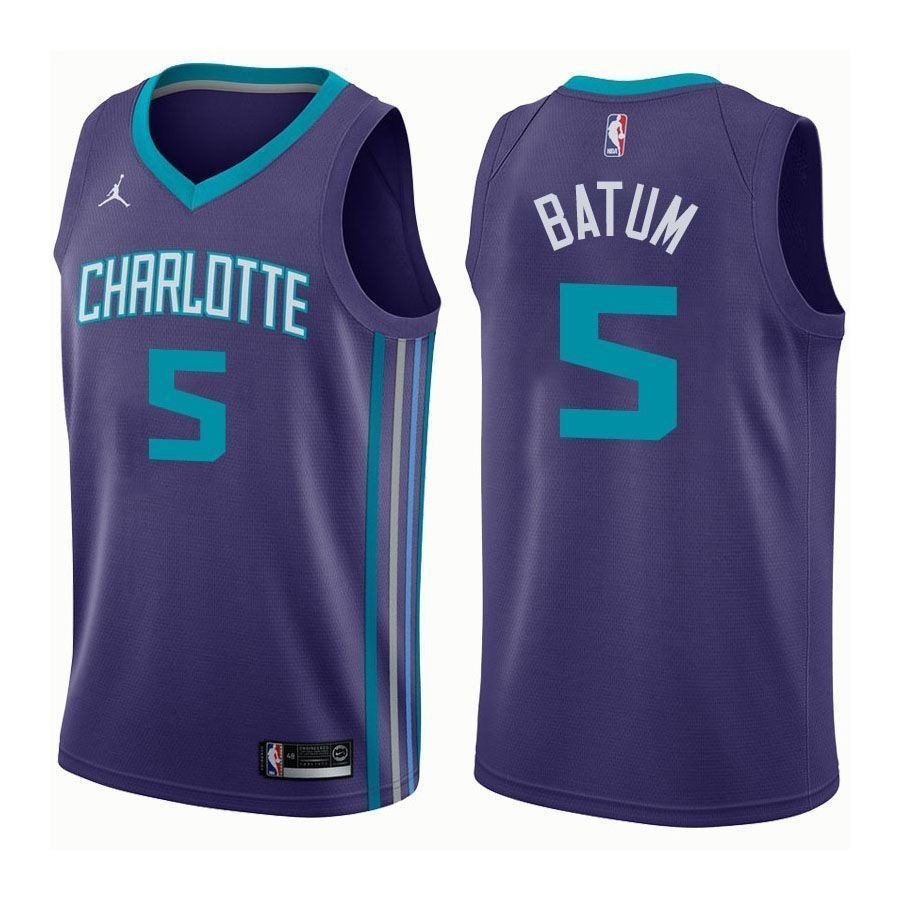 Men's Nicolas Batum Charlotte Hornets #5 Purple Basketball Jersey S-3XL