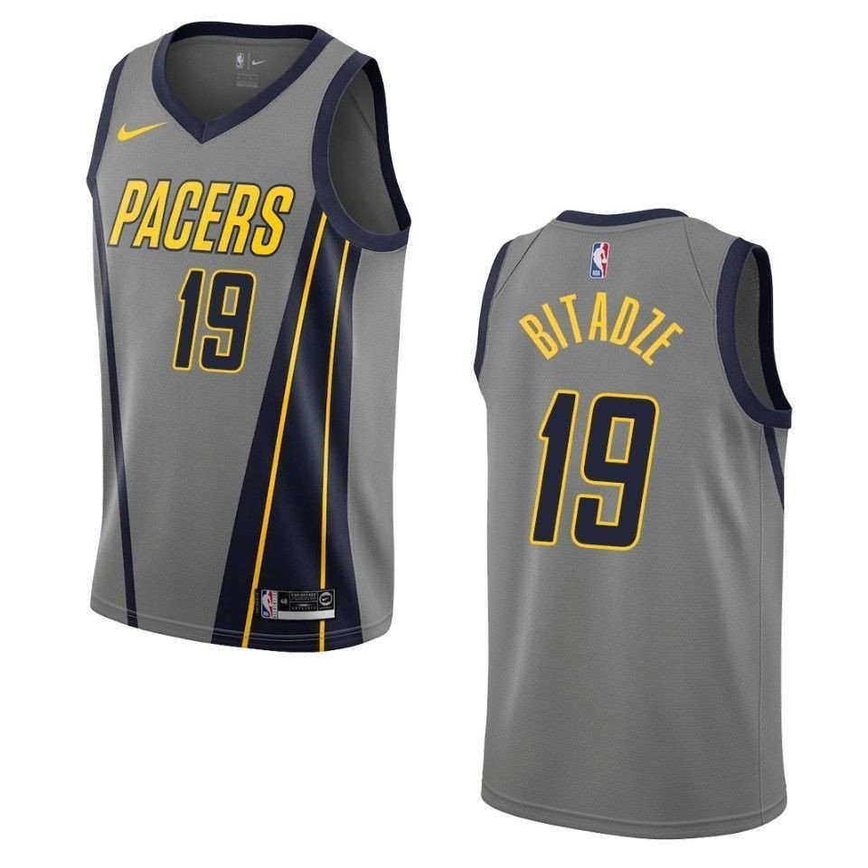 Men's Indiana Pacers Goga Bitadze 19 City Swingman Jersey Gray