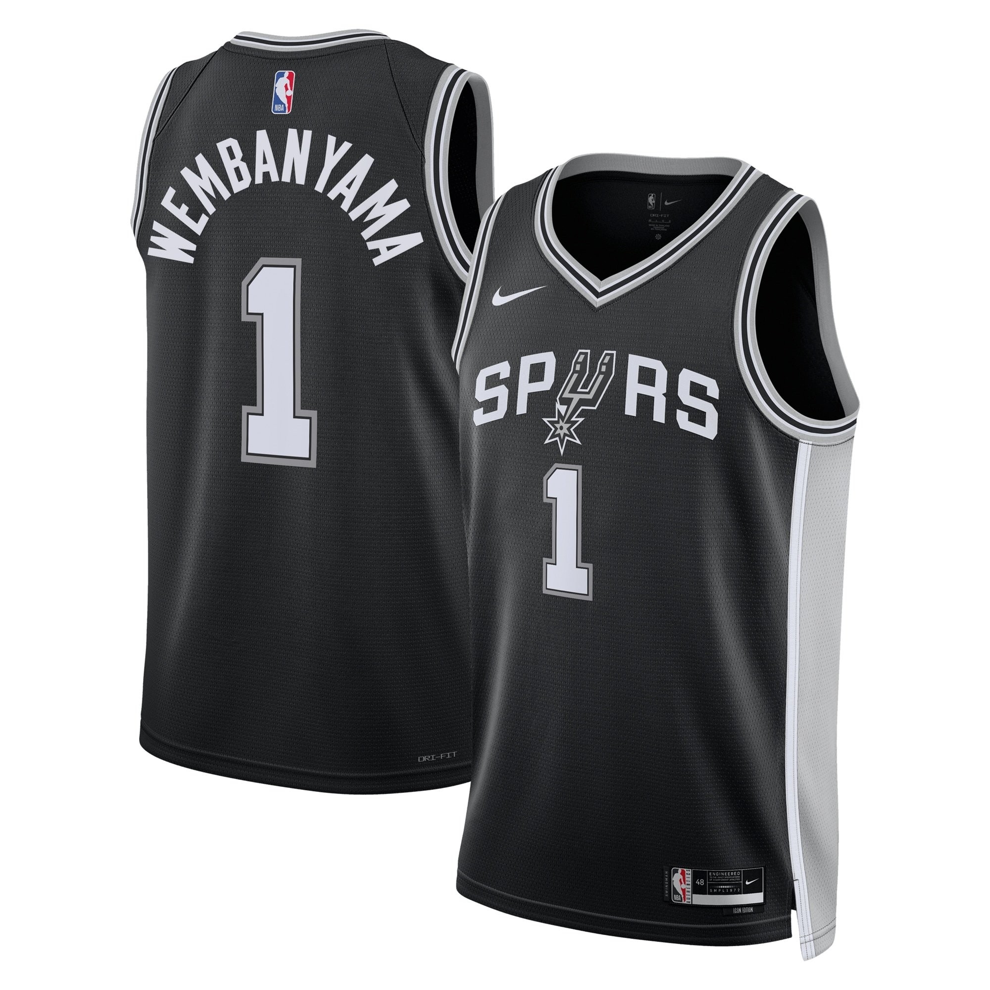 San Antonio Spurs Icon Edition Swingman Jersey Black Victor Wembanyama Unisex