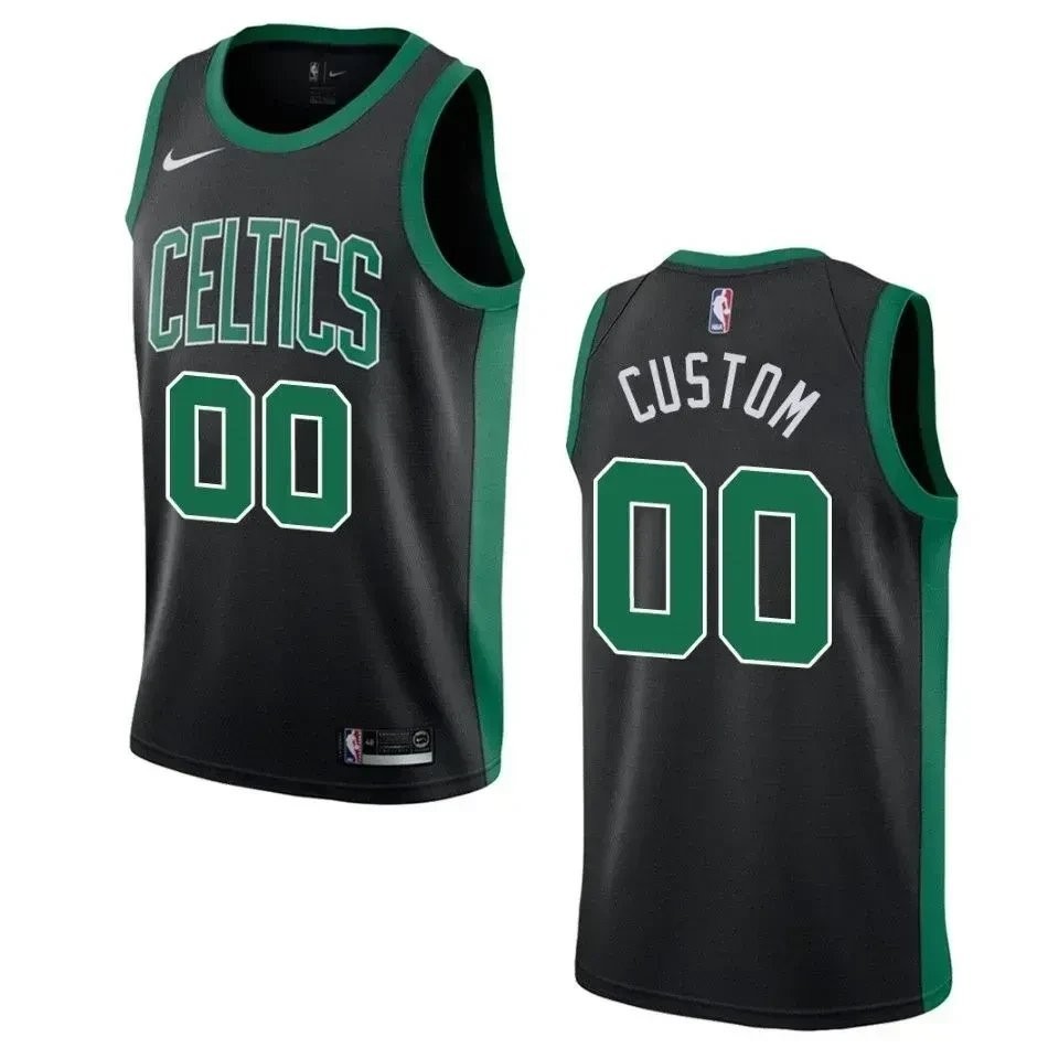 Men's Boston Celtics 00 Custom Statement Swingman Jersey Black