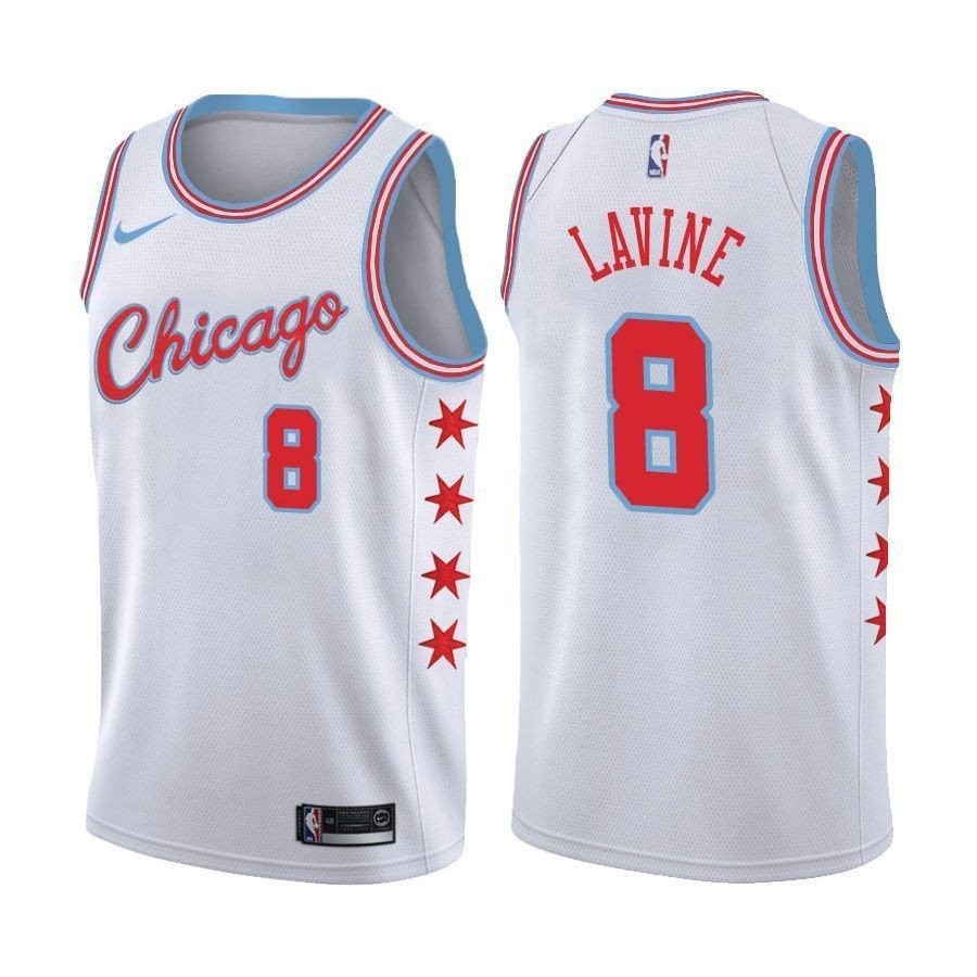 Men's Chicago Bulls Zach LaVine #8 City Edition White Basketball Jersey