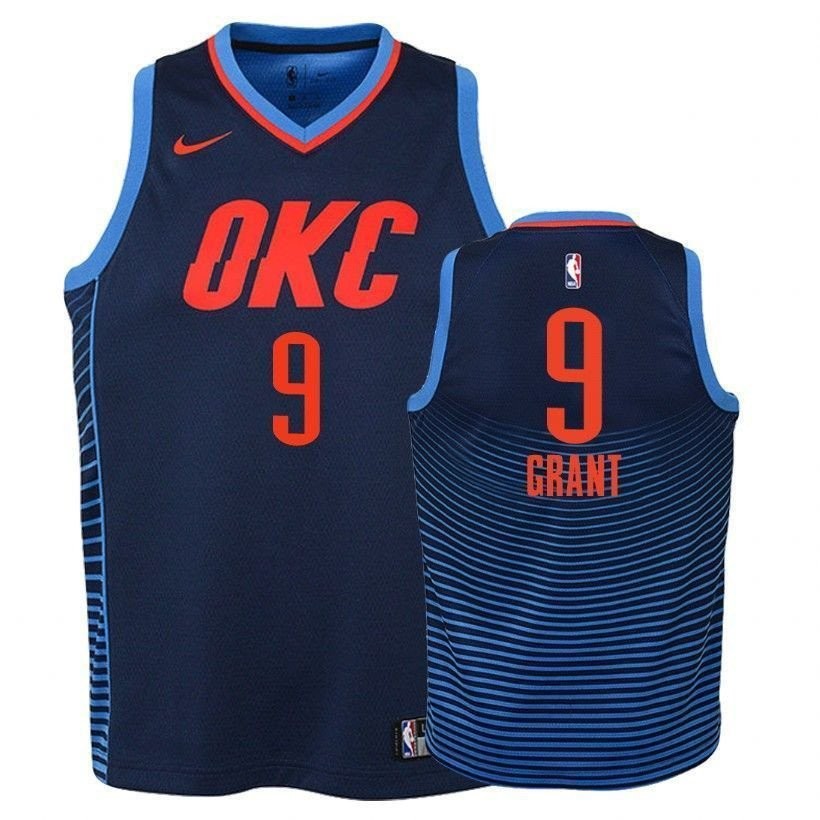 Youth Thunder Jerami Grant #9 State Navy Basketball Jersey S-3XL Unisex