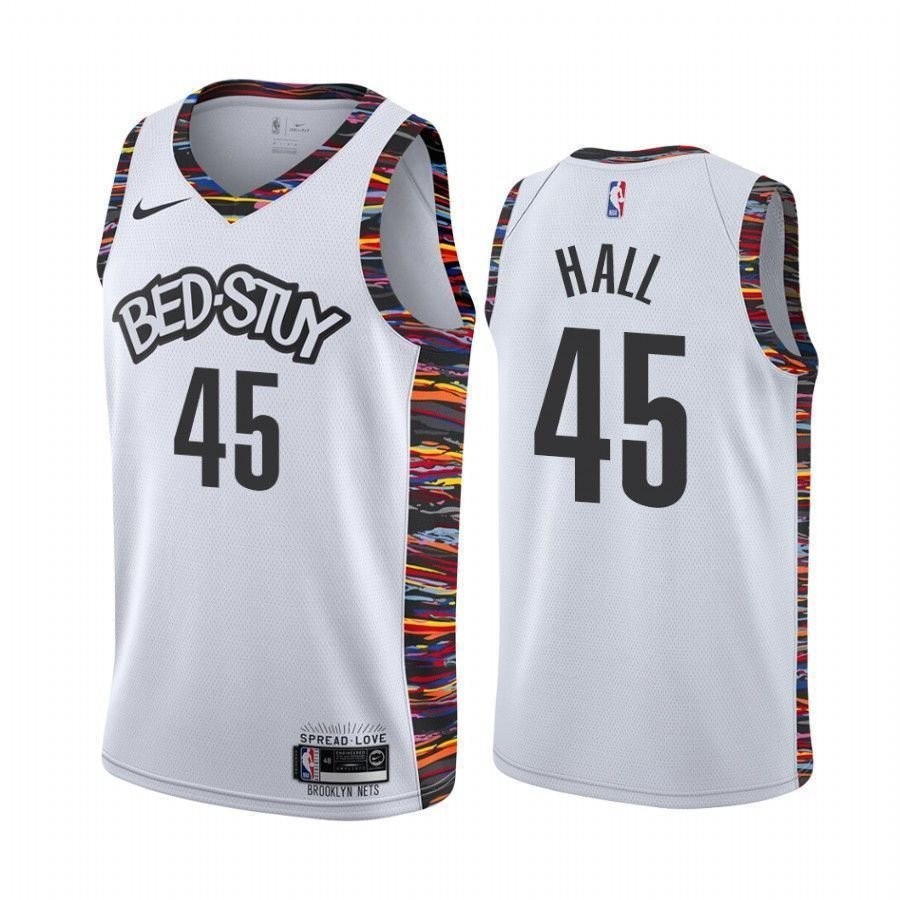 Men's Donta Hall Brooklyn Nets White City Biggie Jersey