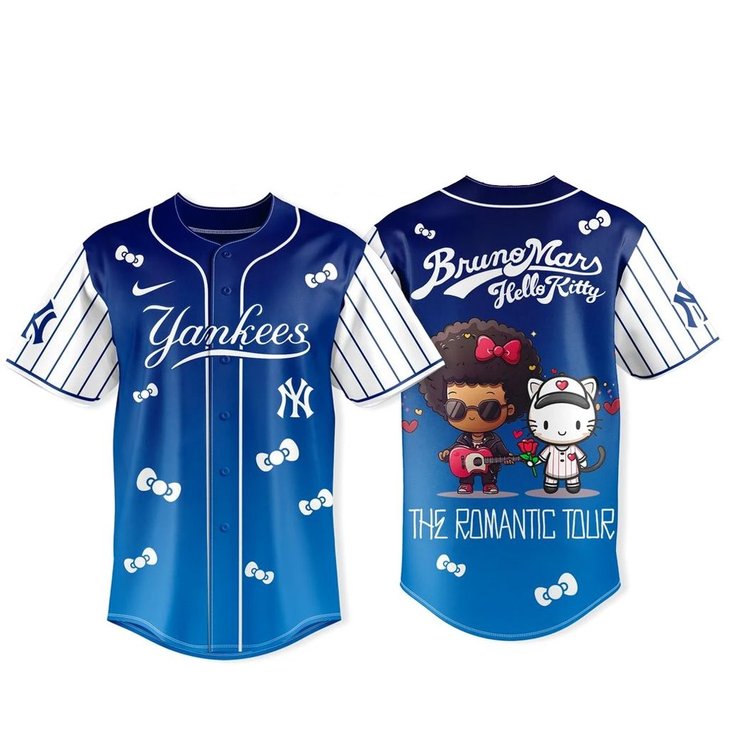 New York Yankees x Bruno Mars x Hello Kitty 2026 The Romantic Tour Baseball Jersey