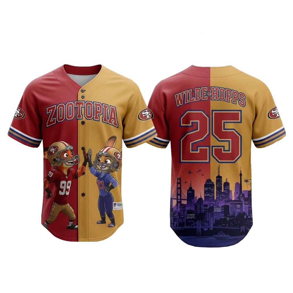 San Francisco 49ers x Zootopia 2 Wilde Hopps Baseball Jersey 2025
