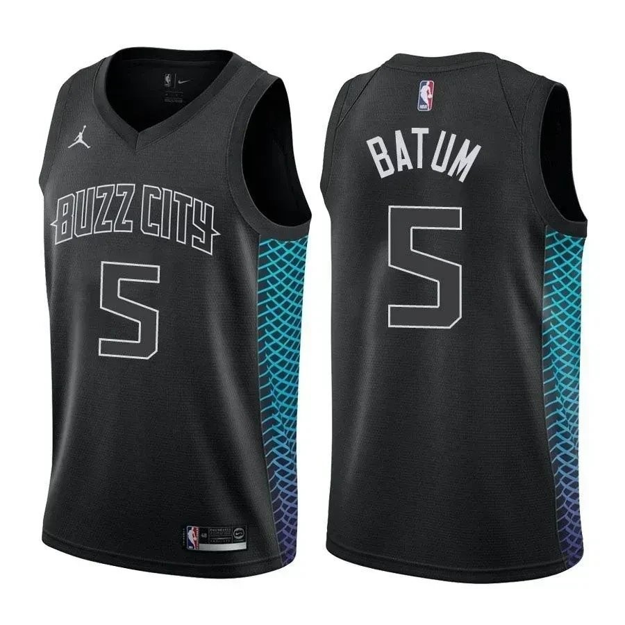 Hornets Nicolas Batum #5 City Edition Black Basketball Jersey - Men's Sizes S-3XL