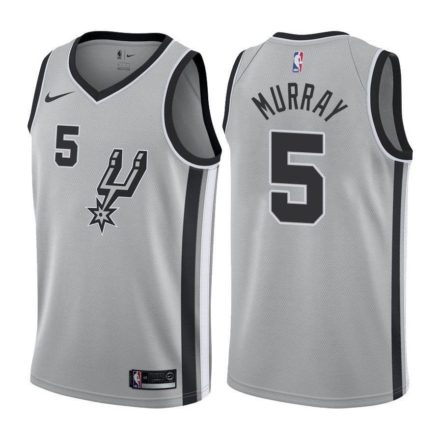 Men's Dejounte Murray #5 Spurs Silver State Jersey S-3XL
