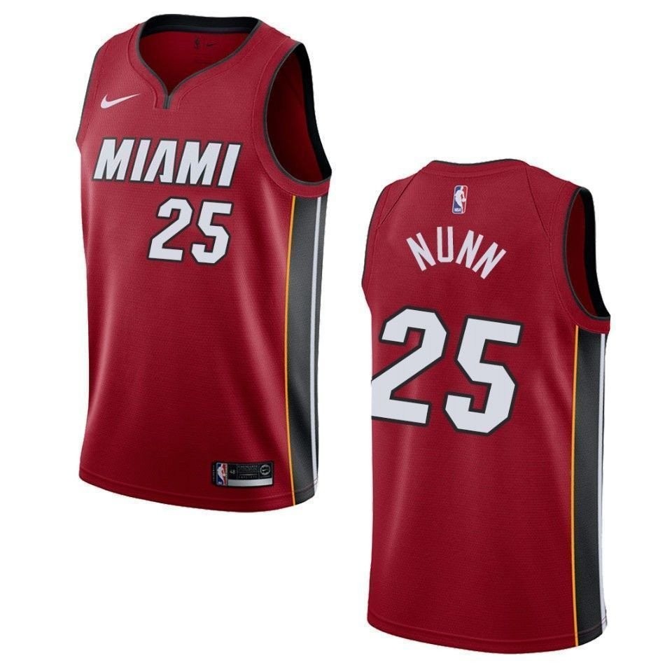 Men's Miami Heat Kendrick Nunn Statement Swingman Jersey Red - 100% Polyester