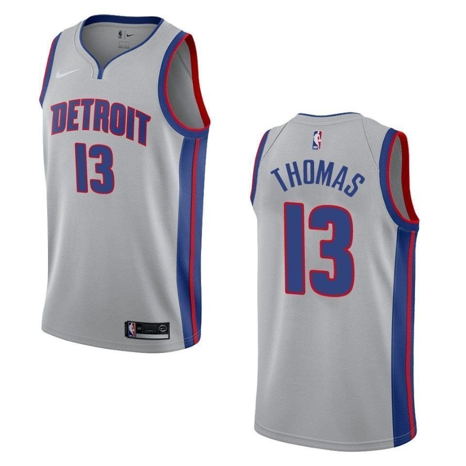 Men's Detroit Pistons Khyri Thomas #13 Statement Swingman Jersey Gray