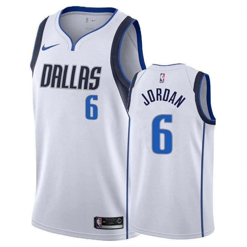 Men's DeAndre Jordan Mavericks #6 Association White Basketball Jersey