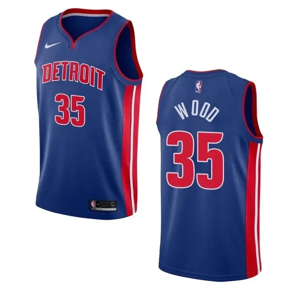 Men's Detroit Pistons 35 Christian Wood Icon Swingman Jersey - Blue