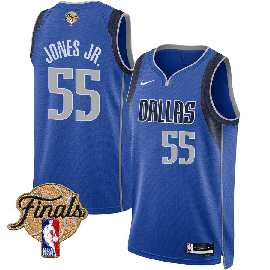 Derrick Jones Jr. 55 Dallas Mavericks 2024 Finals Patch Swingman Jersey Icon Edition Blue