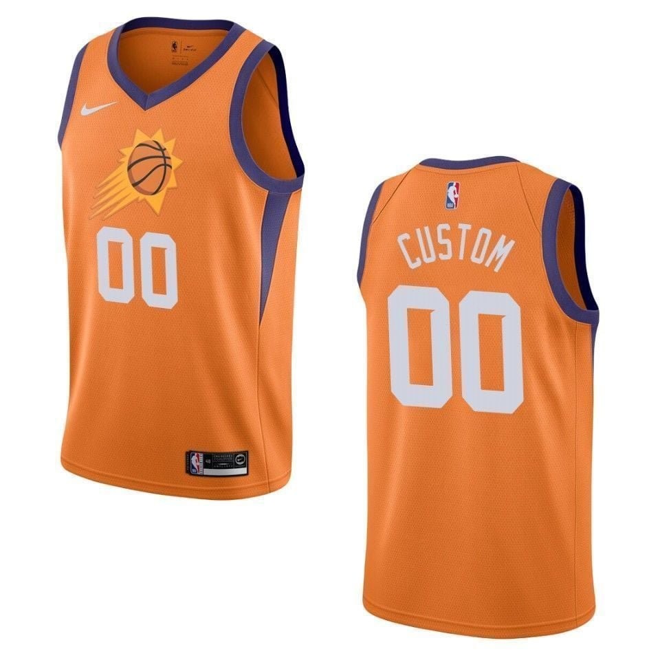 Men's Phoenix Suns 00 Custom Statement Swingman Jersey Orange Multicolor