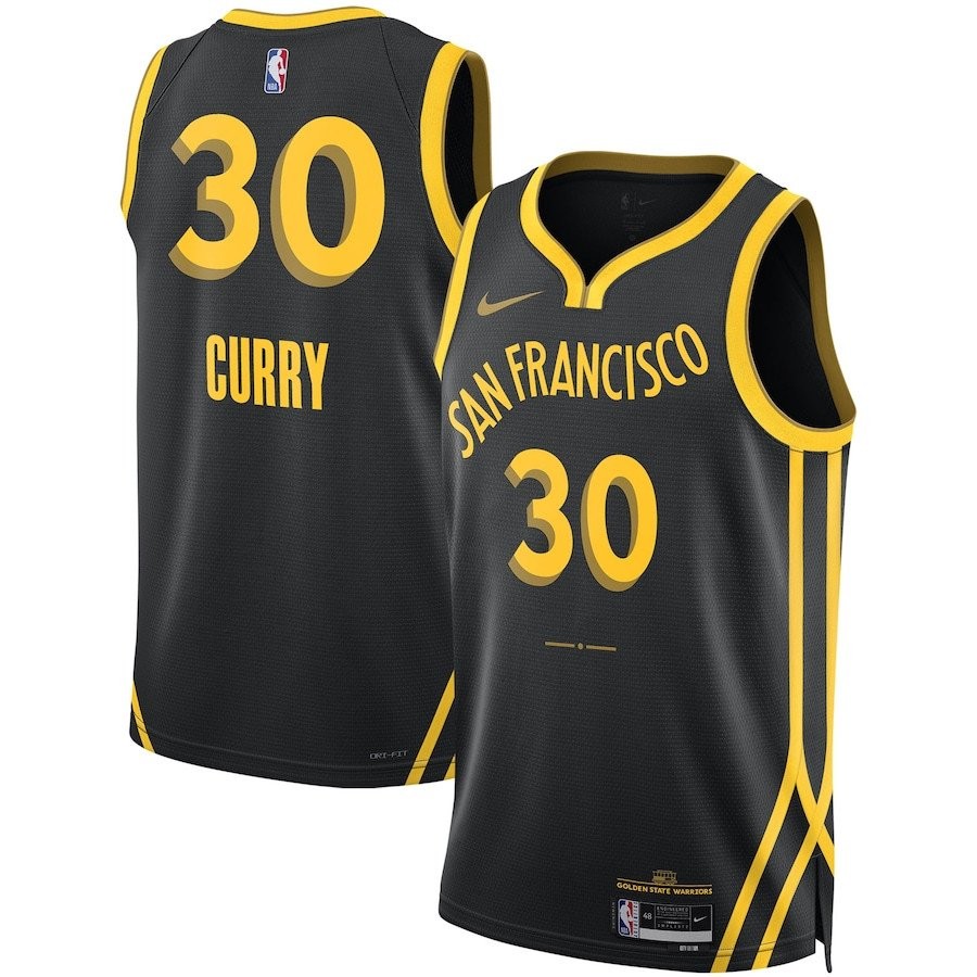 Stephen Curry 30 Golden State Warriors 2023/24 City Edition Swingman Jersey Black Multicolor