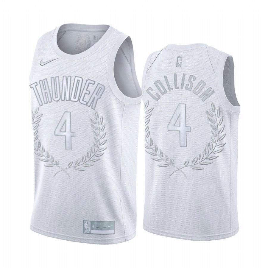 Men's Nick Collison 4 OKC Thunder White Retired Number Jersey