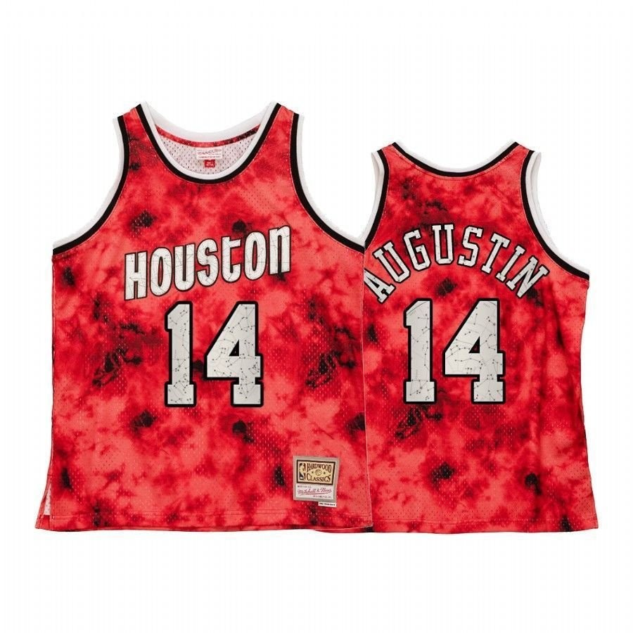 Men's Houston Rockets D.J. Augustin Red Throwback Galaxy Constellation Jersey Multicolor