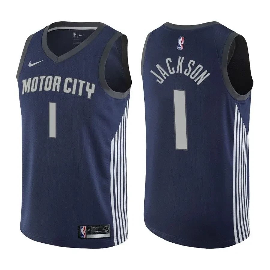 Men's Detroit Pistons Reggie Jackson City Edition Navy Jersey