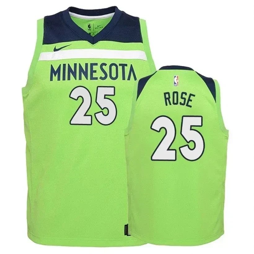 Youth Timberwolves Derrick Rose 25 State Green Multicolor Jersey S-3XL