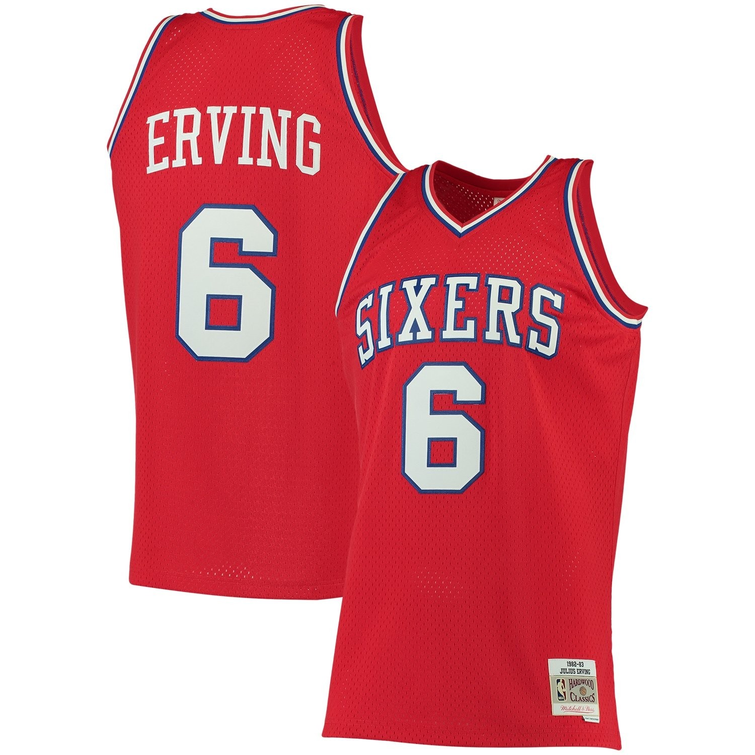 Men's Mitchell & Ness Julius Erving Red Philadelphia 76ers Big & Tall Hardwood Classics Jersey