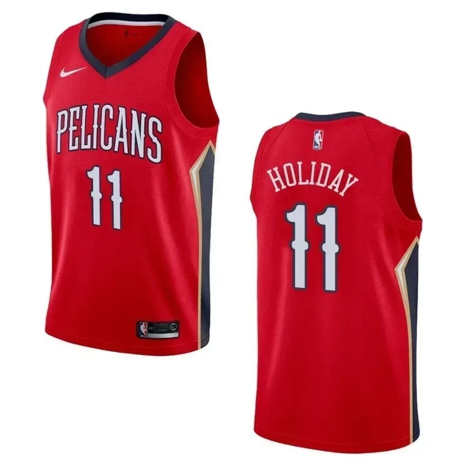 Men's New Orleans Pelicans Jrue Holiday Statement Swingman Jersey Red Player Edition - Size S-3XL