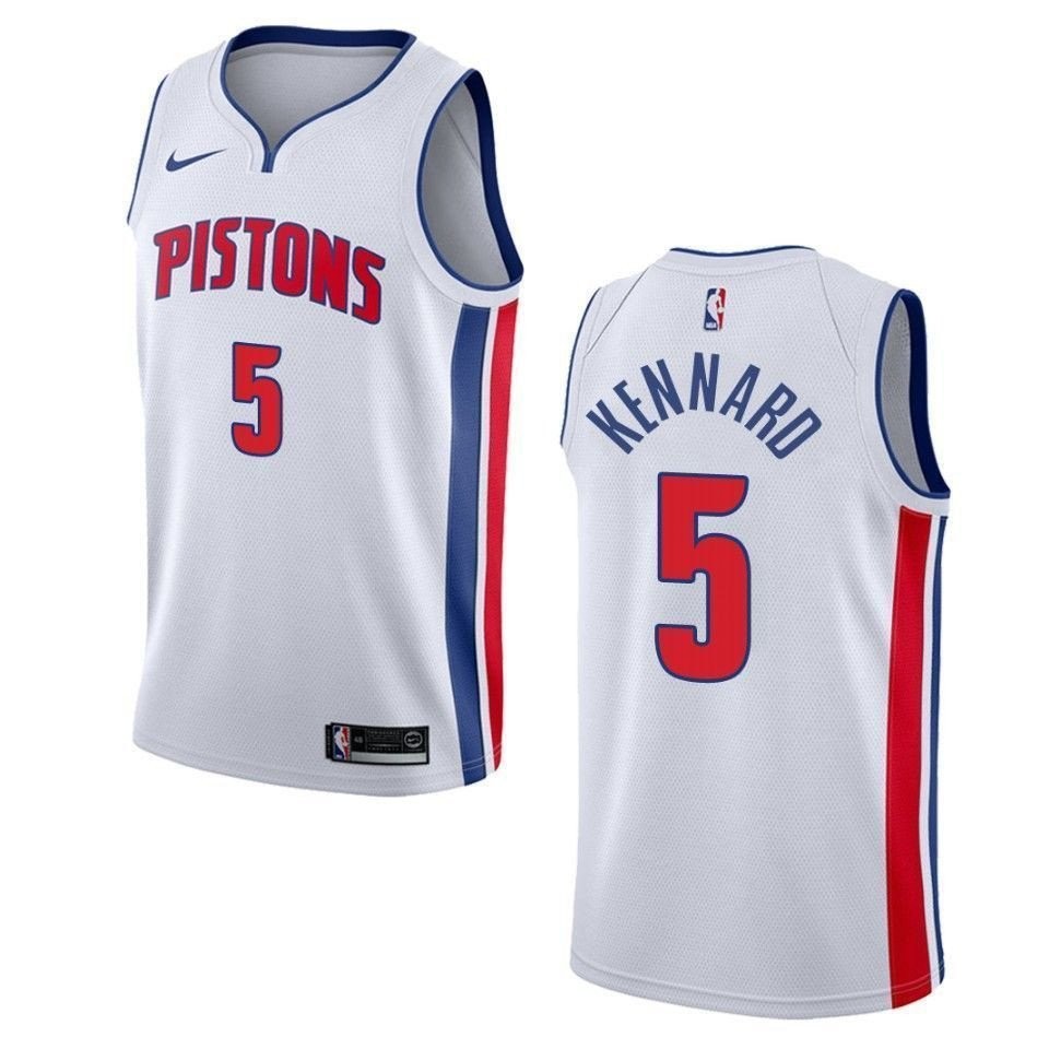Men's Detroit Pistons 5 Luke Kennard Association Swingman Jersey White