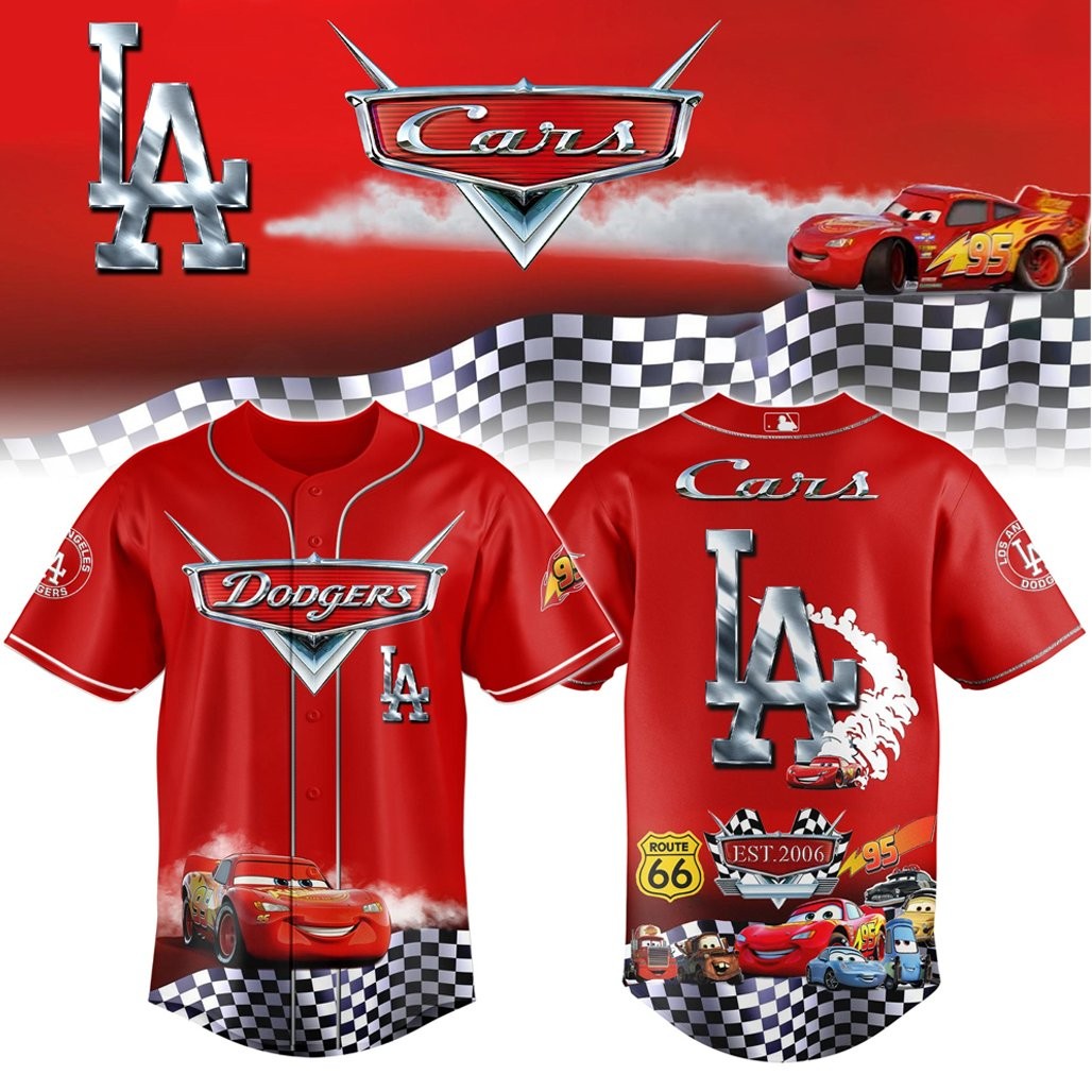 Los Angeles Dodgers Cars Lightning McQueen Baseball Jersey