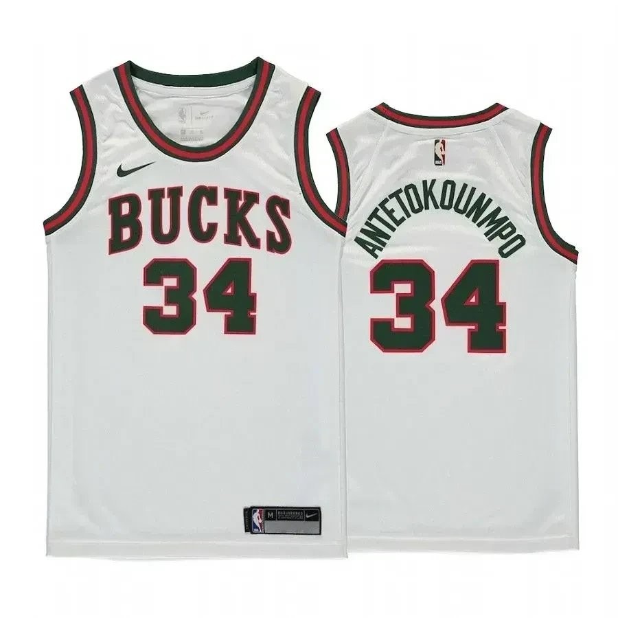 Youth Milwaukee Bucks 34 Giannis Antetokounmpo White Hardwood Classics Jersey