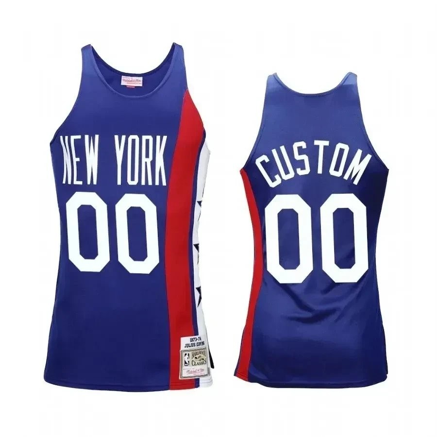 Men's Custom Brooklyn Nets Royal 1975 Hardwood Classics Jersey - Multicolor