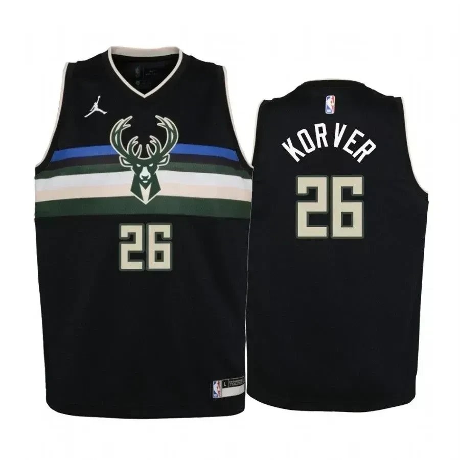 Youth Kyle Korver Milwaukee Bucks Black Statet Jersey Jumpman