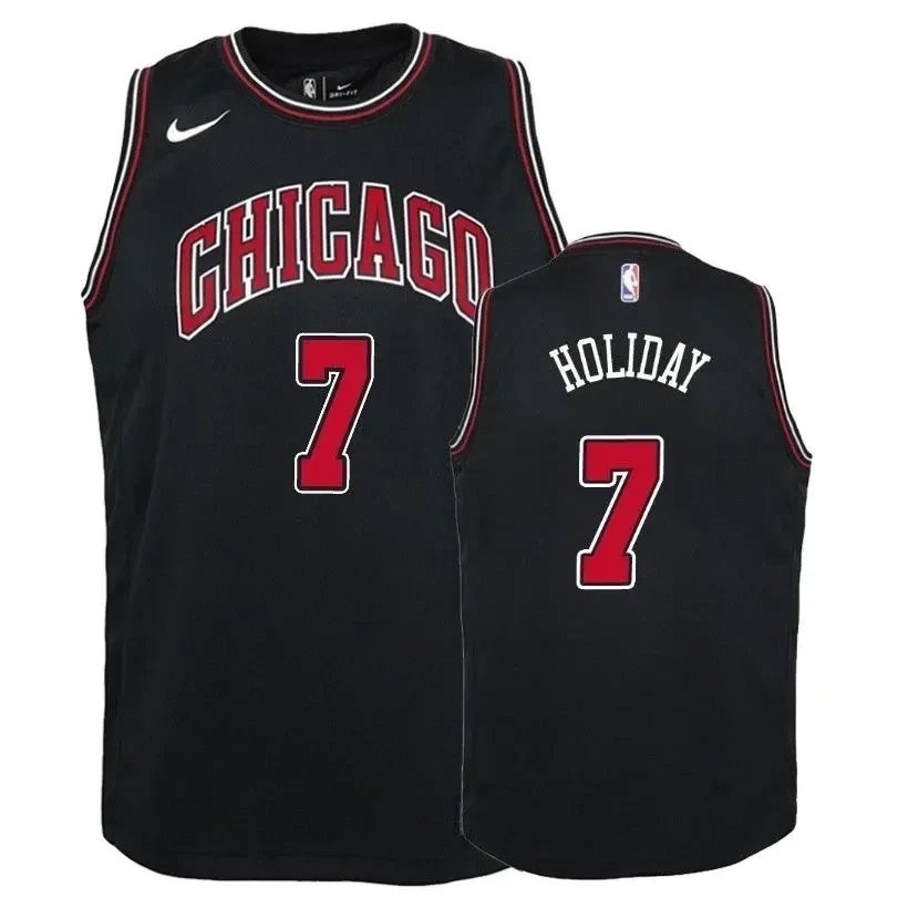 Youth Chicago Bulls Justin Holiday #7 Statement Black Jersey S-3XL
