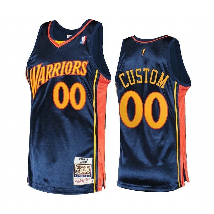 Men's Custom Golden State Warriors Navy Hardwood Classics Jersey S-3XL