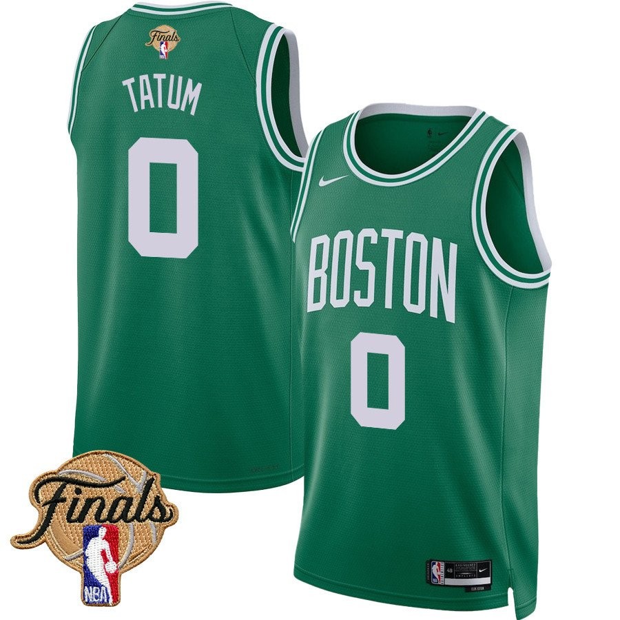 Jayson Tatum 0 Boston Celtics 2024 Finals Patch Icon Edition Jersey Kelly Green