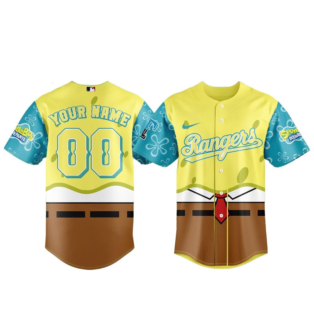 Custom Name and Number Texas Rangers x SpongeBob SquarePants 2026 Baseball Jersey