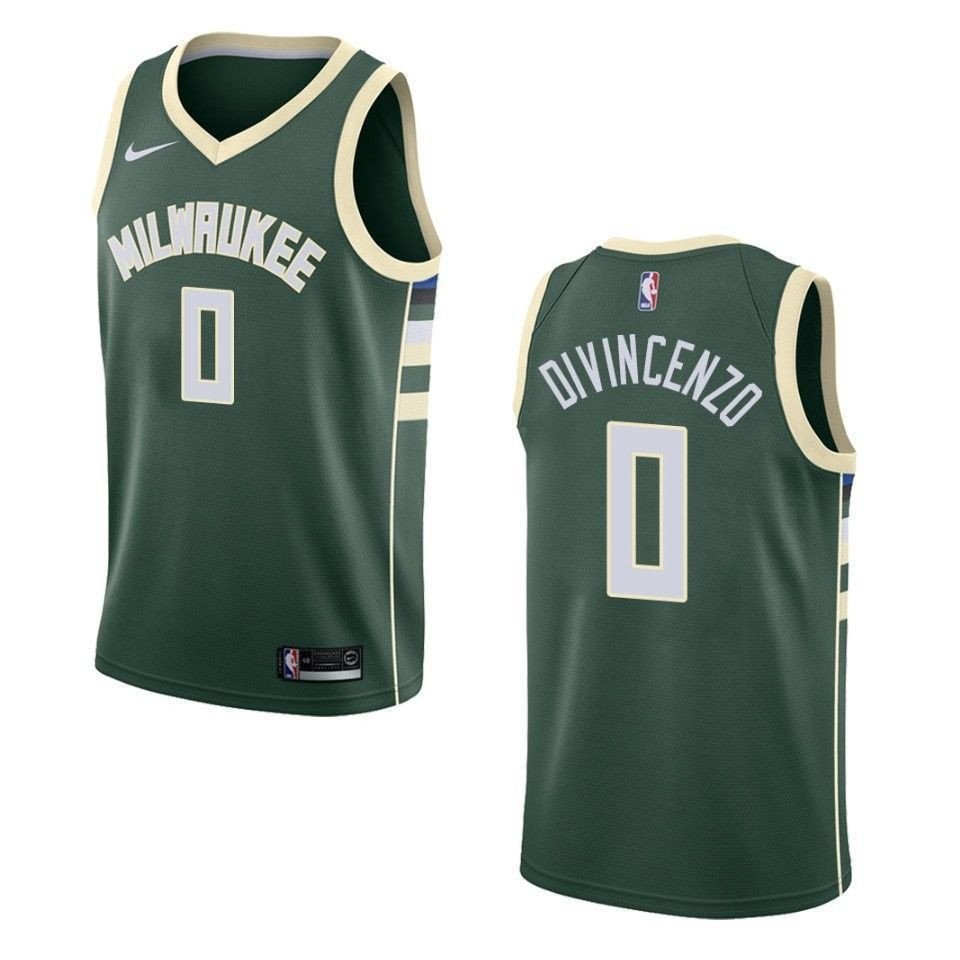 Men's Milwaukee Bucks Donte Divincenzo Icon Swingman Jersey Green Multi Color