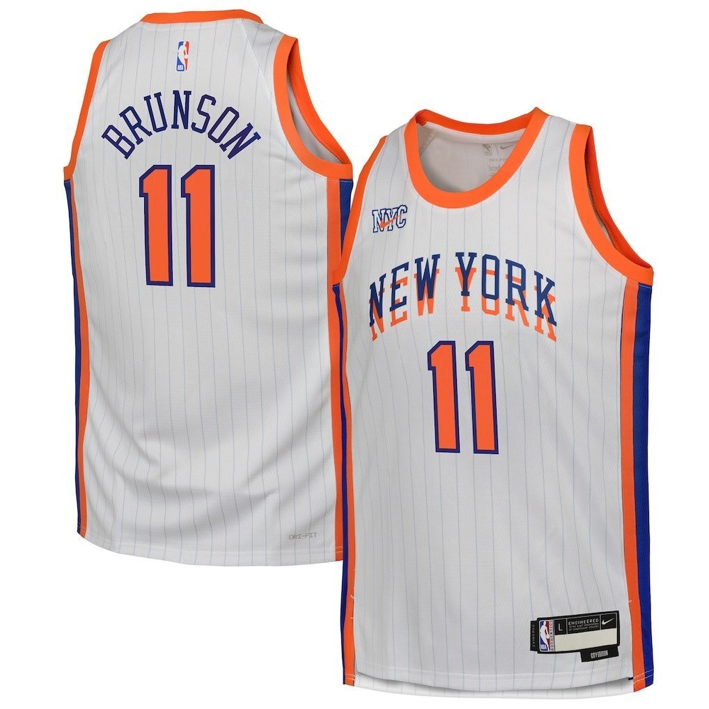 Jalen Brunson 11 New York Knicks Youth City Edition Swingman Jersey White