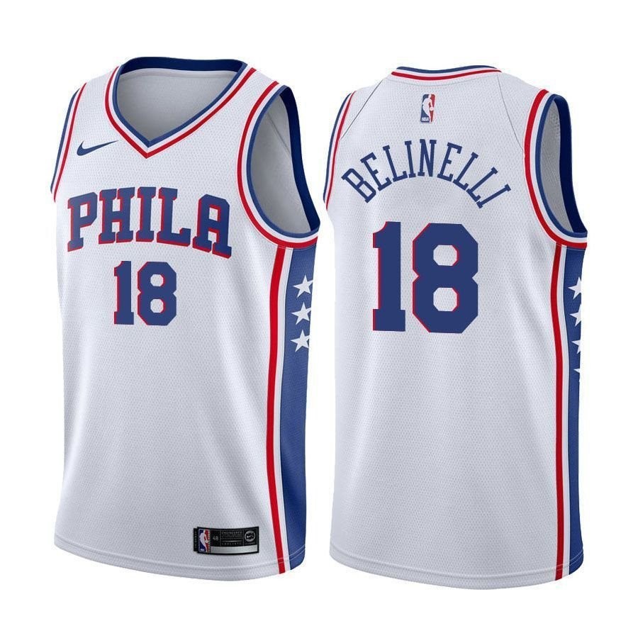 Men's Marco Belinelli 76ers #18 Association Edition White Basketball Jersey