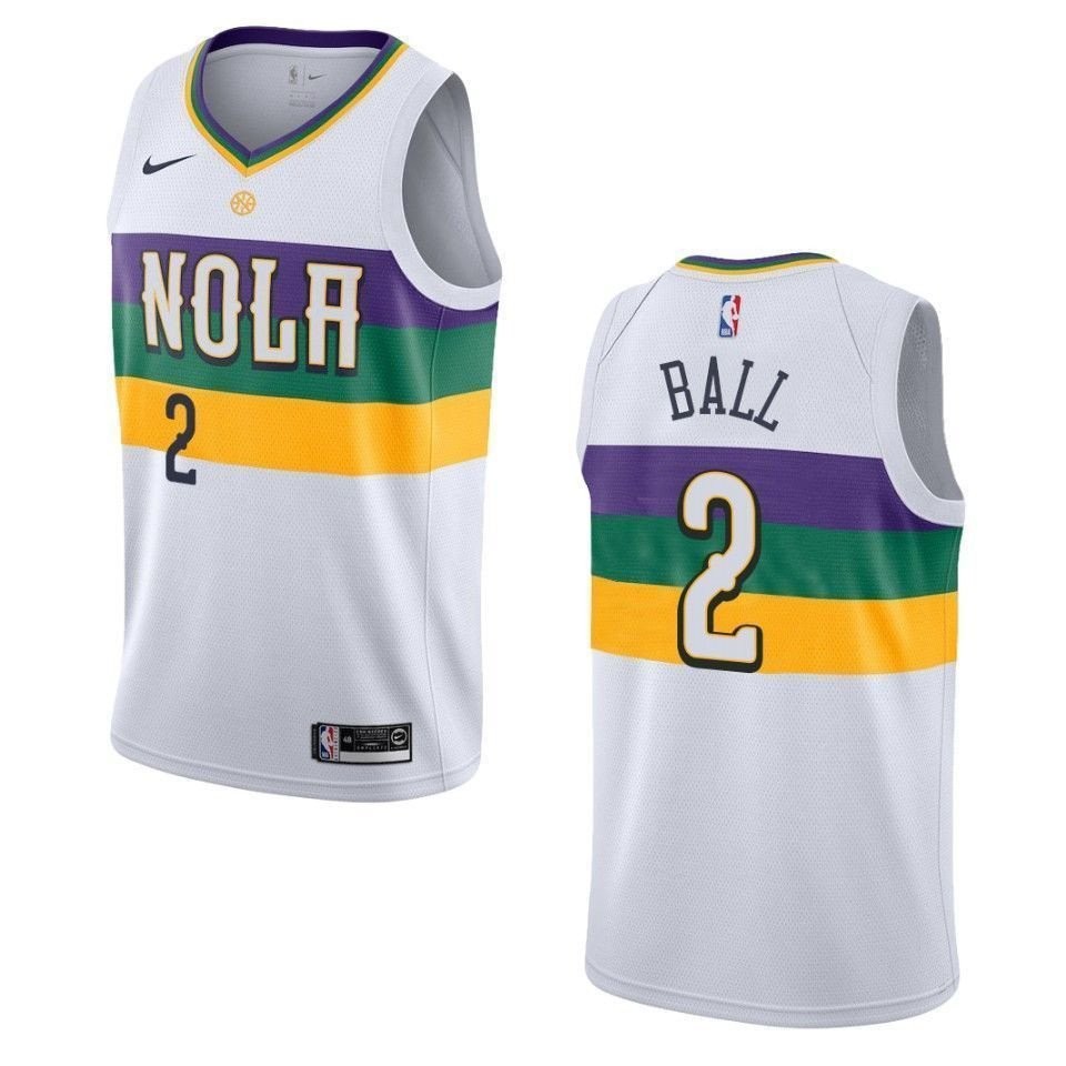 Men's New Orleans Pelicans Lonzo Ball City Swingman Jersey White S-3XL