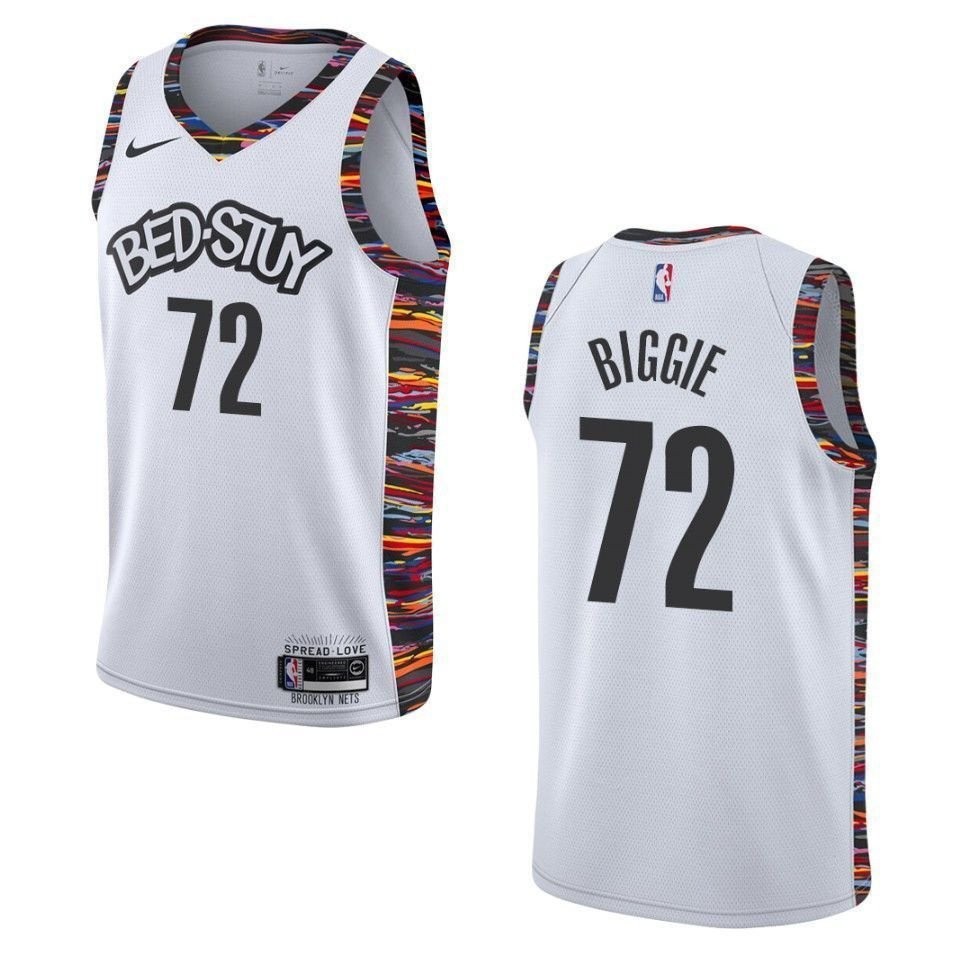 Men's Brooklyn Nets 72 Biggie Smalls City Jersey White Multicolor Sizes S-3XL