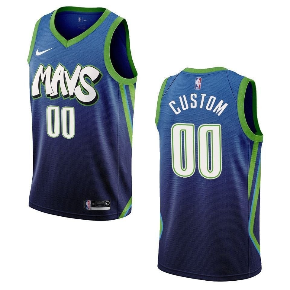 Men's Dallas Mavericks 00 Custom City Edition Swingman Jersey Blue Multicolor