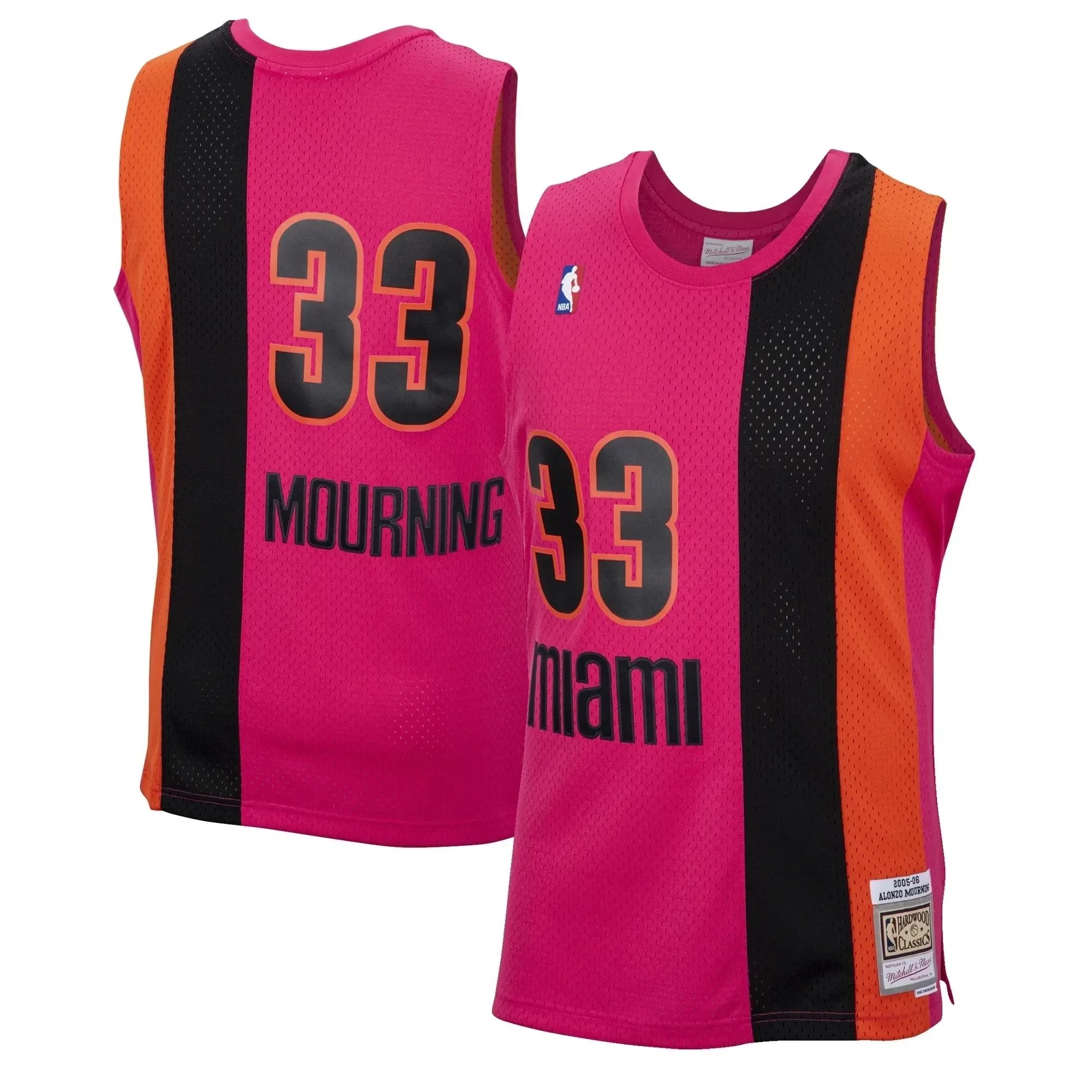 Alonzo Mourning Miami Heat Mitchell Ness 2005-06 Hardwood Classics Reload Swingman Jersey - Pink