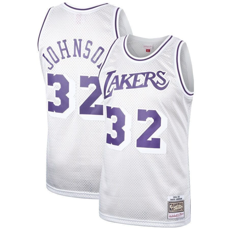 Magic Johnson Los Angeles Lakers Mitchell & Ness Hardwood Classics Platinum Swingman Jersey - Multicolor Unisex