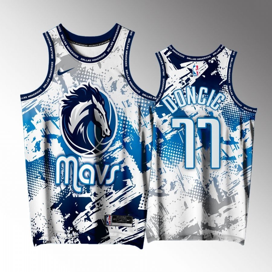 Luka Doncic 77 Dallas Mavericks White Printing Men Jersey Splash City Exclusive Edition