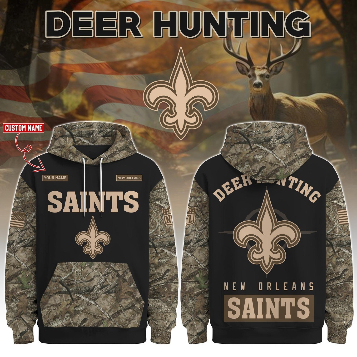 Musemora - Men's New Orleans Saints Hoodie - Game Day