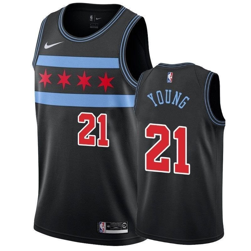 Men's Chicago Bulls Thaddeus Young 21 City Edition Basketball Jersey Multicolor