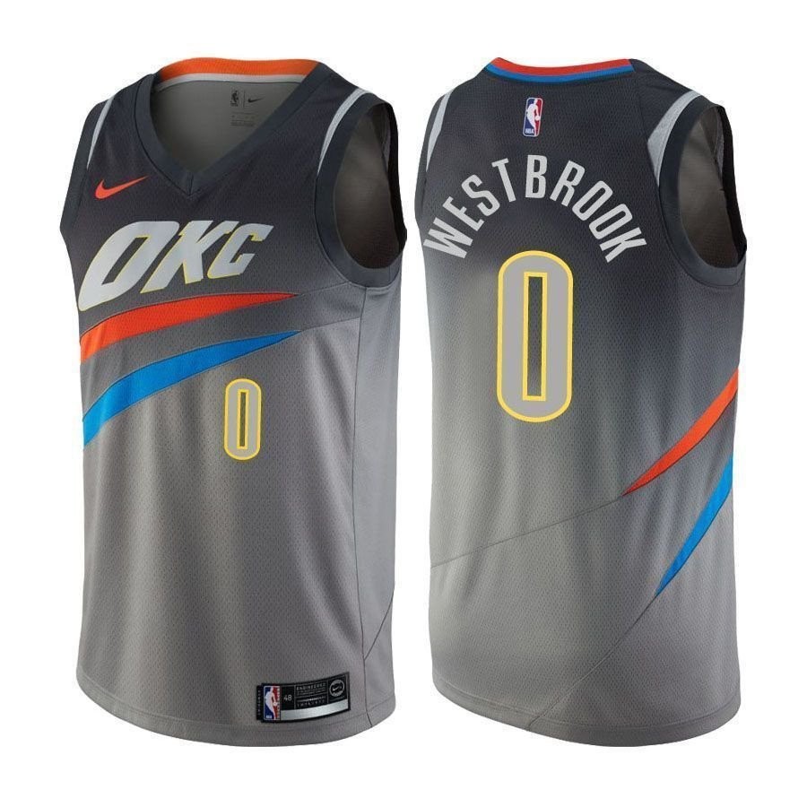 Thunder Russell Westbrook #0 City Edition Gray Basketball Jersey - Unisex