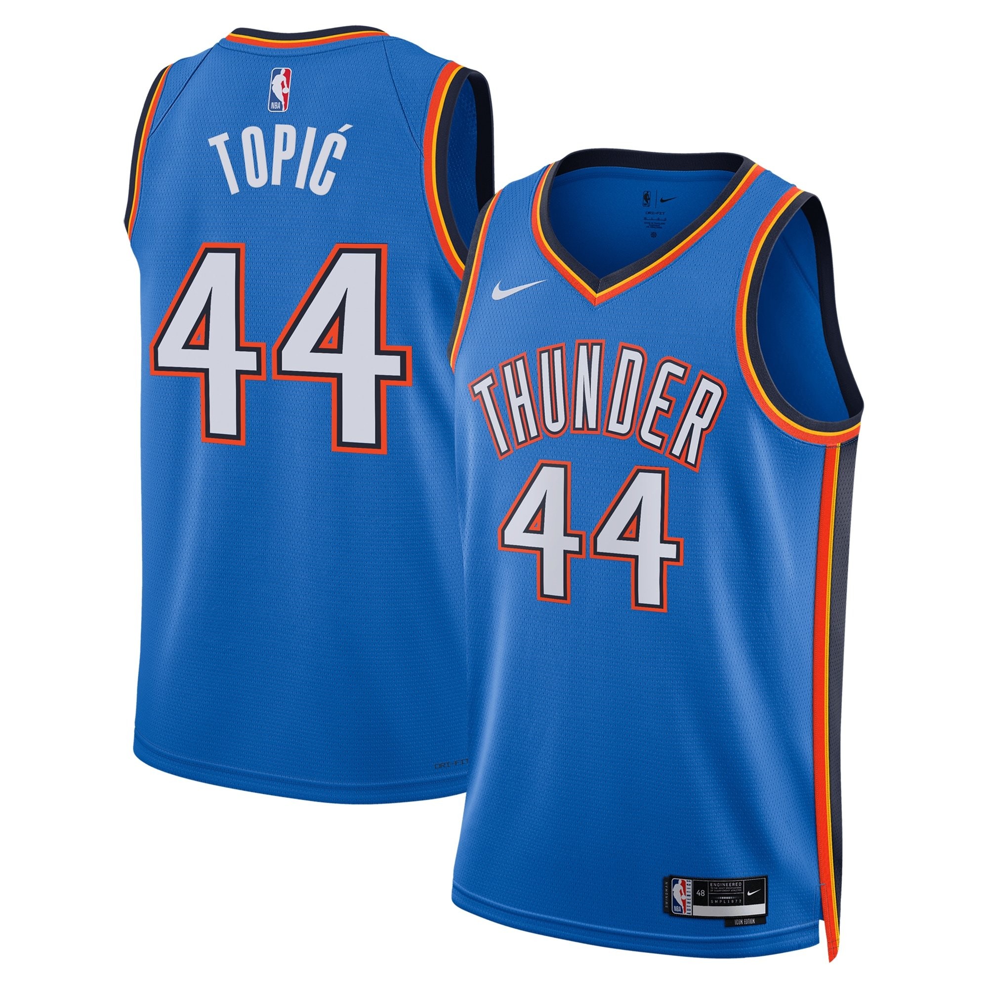 Oklahoma City Thunder Icon Swingman Jersey Blue Nikola Topic Unisex