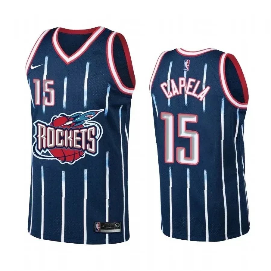 Men's Houston Rockets Clint Capela #15 Navy Hardwood Classics Jersey