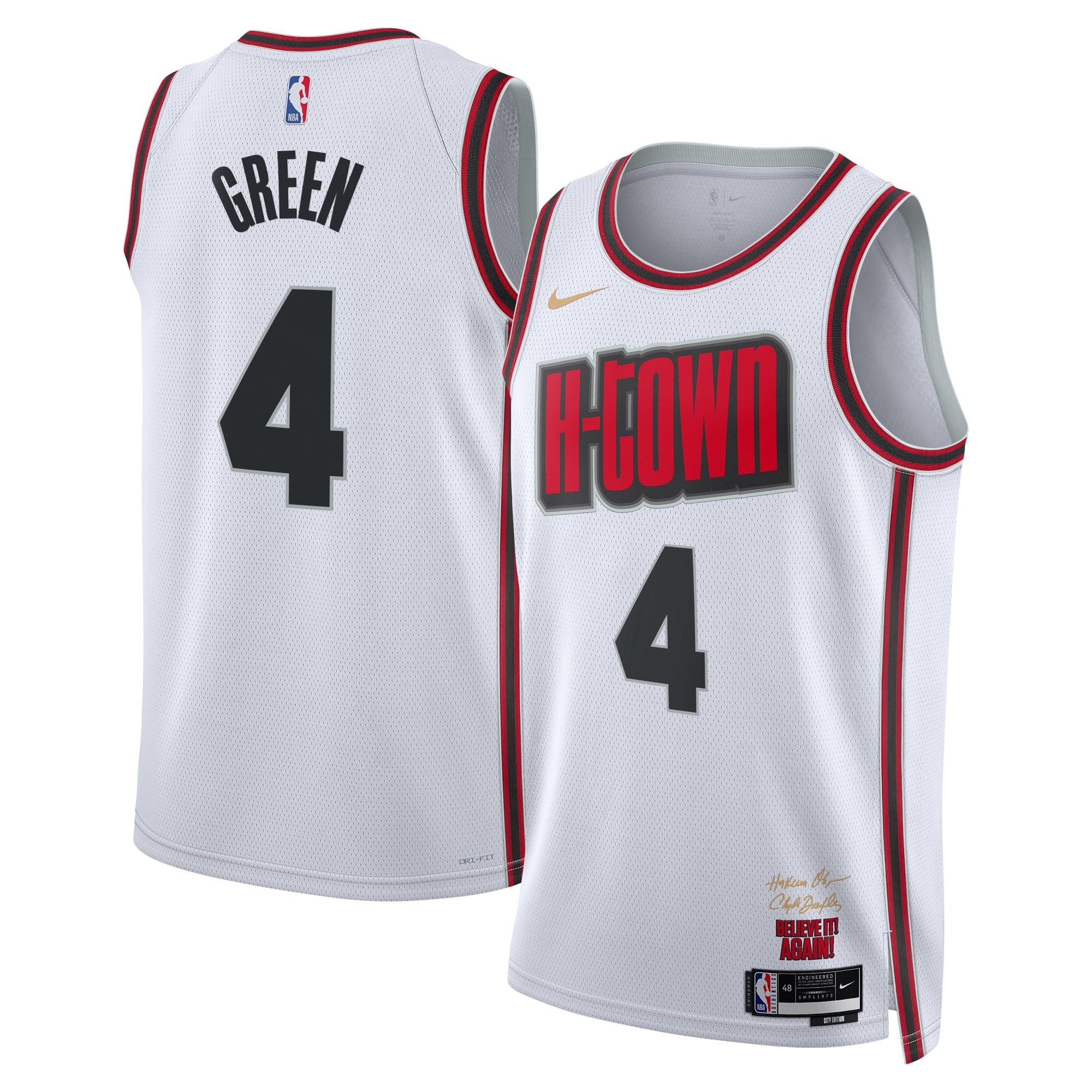 Houston Rockets 2024 City Edition Swingman Jersey Jalen White Green Unisex